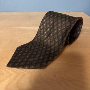 Giorgio Armani Tie Mens One Size Brown Geometric Silk Made In Italy Necktie